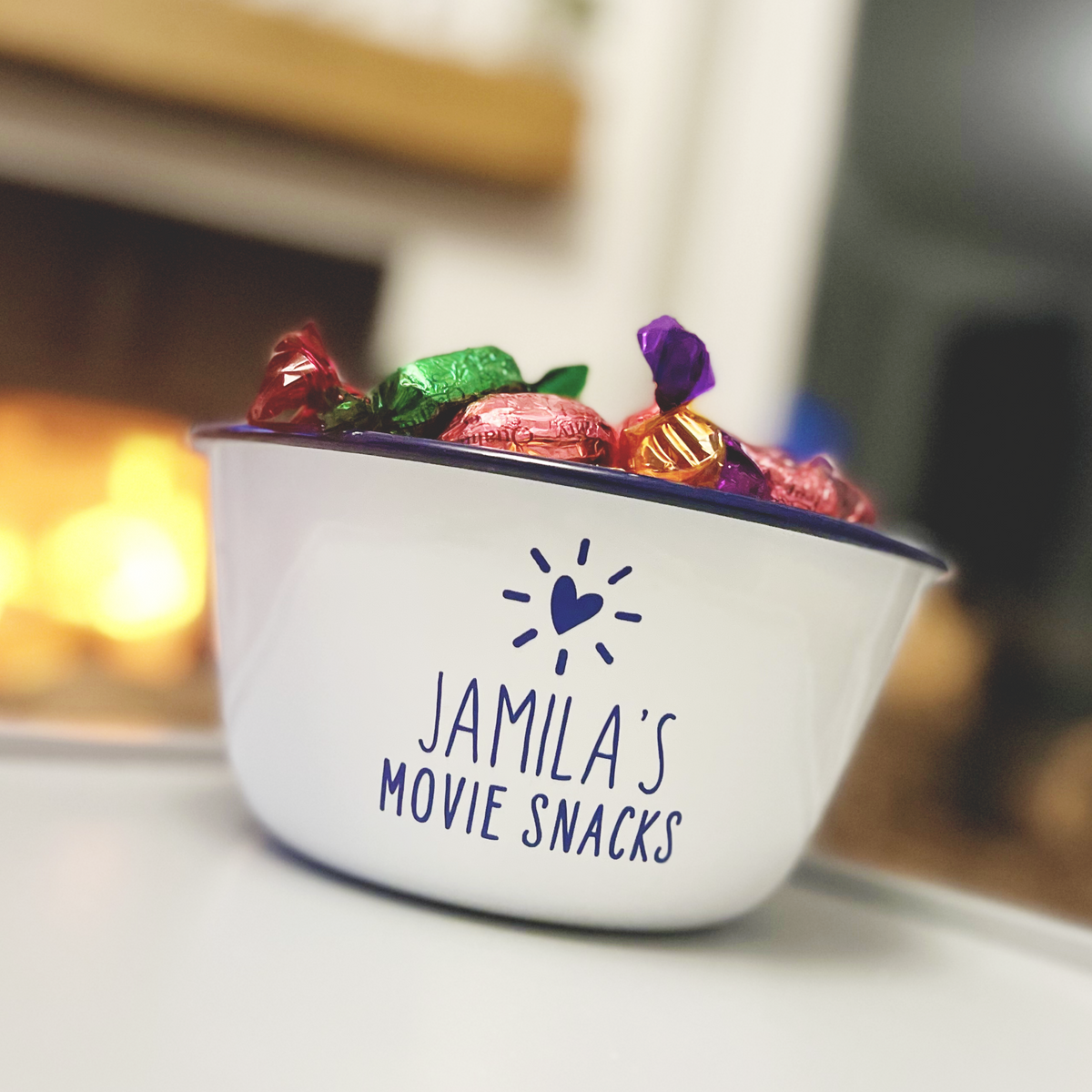 Sofa Snacks Personalised Enamel Bowl – Pretty Perfect Gifts uk